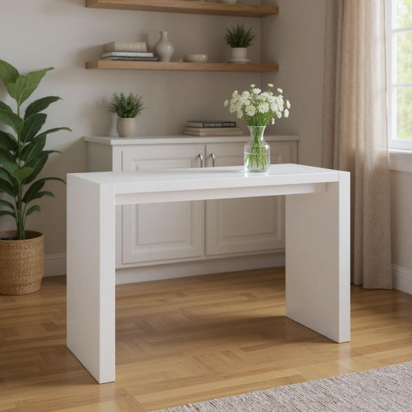 HomeRoots 60" White Rectangular Bar Table - Modern High-Top Design for Home & Commercial Use, Seats 4-6 553866