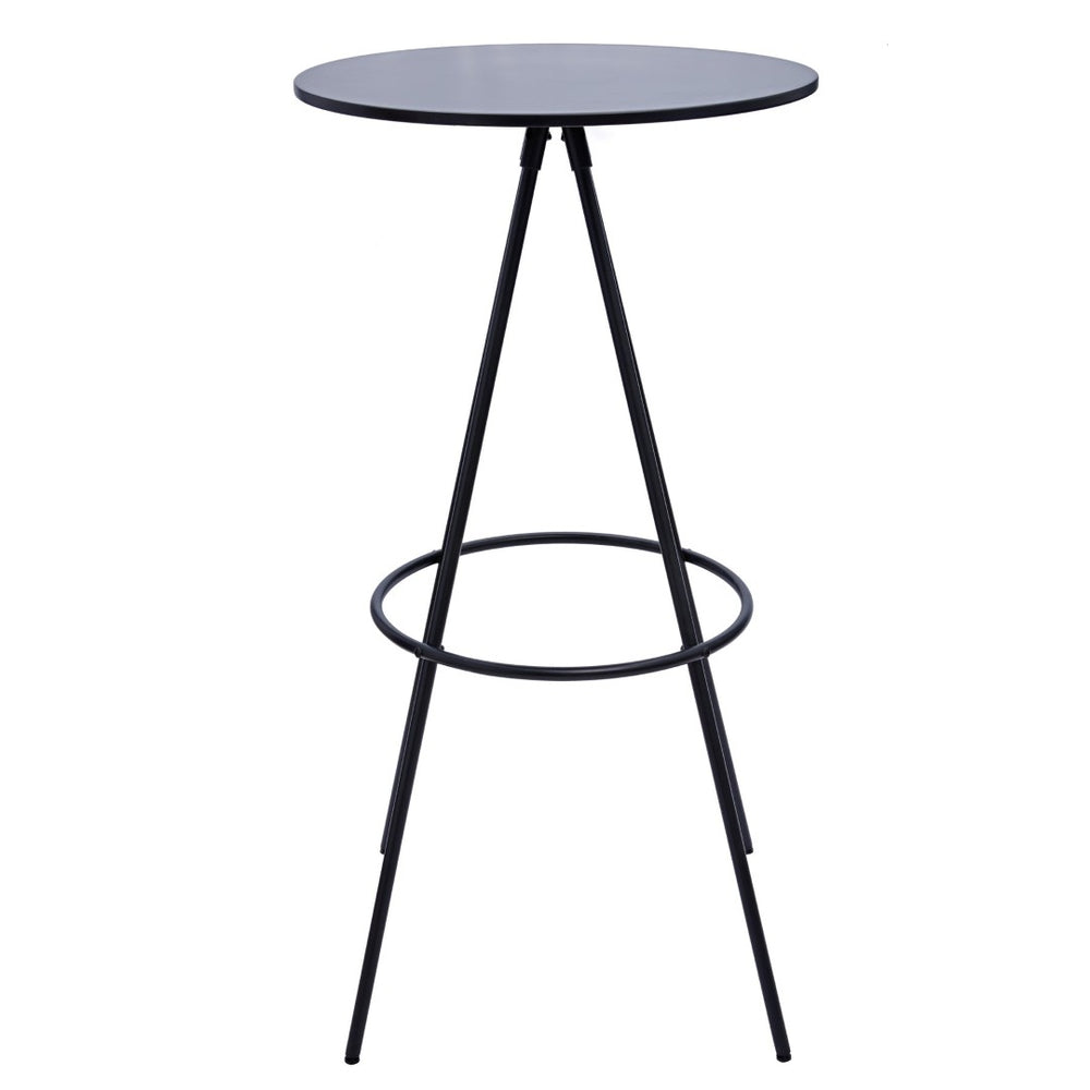 HomeRoots 31" Modern Black Rounded Wood and Iron Bar Table - Stylish, Durable Bistro Design for Any Space 553869