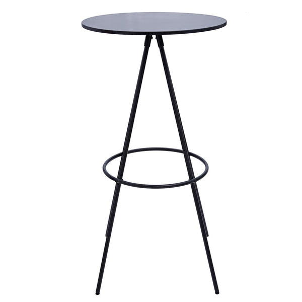 HomeRoots 31" Modern Black Rounded Wood and Iron Bar Table - Stylish, Durable Bistro Design for Any Space 553869