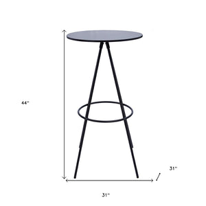 HomeRoots 31" Modern Black Rounded Wood and Iron Bar Table - Stylish, Durable Bistro Design for Any Space 553869