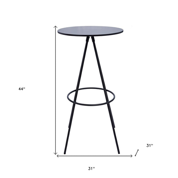 HomeRoots 31" Modern Black Rounded Wood and Iron Bar Table - Stylish, Durable Bistro Design for Any Space 553869