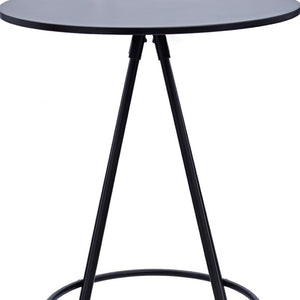 HomeRoots 31" Modern Black Rounded Wood and Iron Bar Table - Stylish, Durable Bistro Design for Any Space 553869