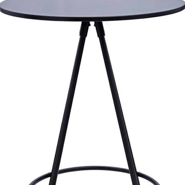 HomeRoots 31" Modern Black Rounded Wood and Iron Bar Table - Stylish, Durable Bistro Design for Any Space 553869
