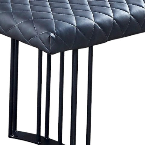 Homeroots 47" Dark Gray Tufted Faux Leather Dining Bench With Stylish Black Metal Base For Modern Spaces   553872