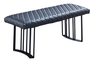 HomeRoots 47" Dark Gray Faux Leather Tufted Dining Bench with Black Metal Base – Stylish, Durable & Versatile Seating 553872