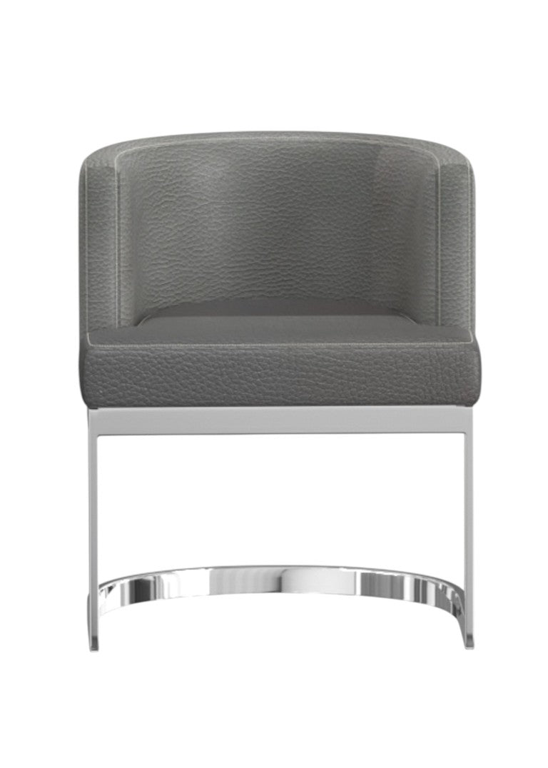 HomeRoots Gray Wingback Faux Leather Dining Chair with Sleek Metal Base for Modern Rooms 553873