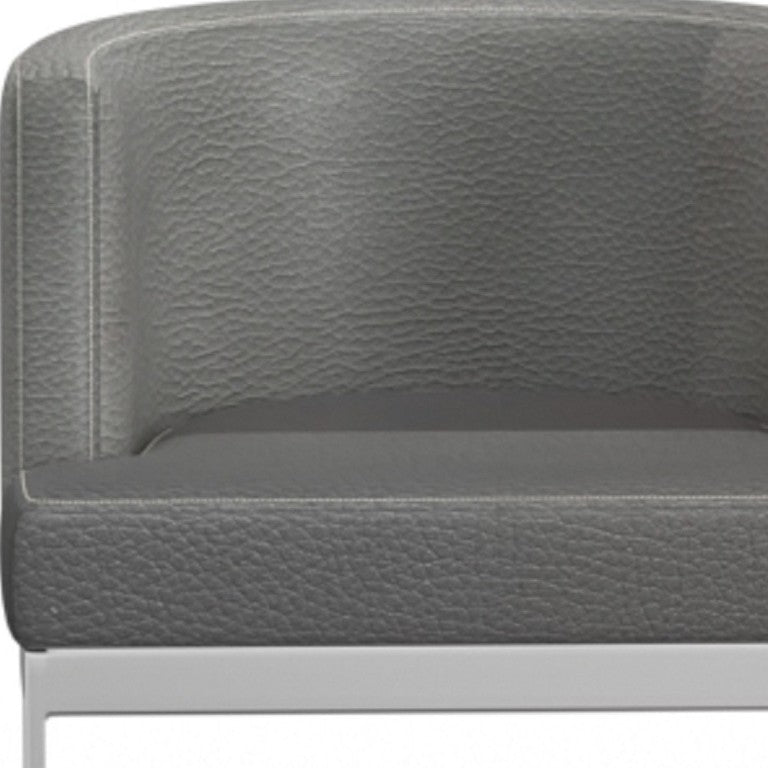 HomeRoots Gray Wingback Faux Leather Dining Chair with Sleek Metal Base for Modern Rooms 553873