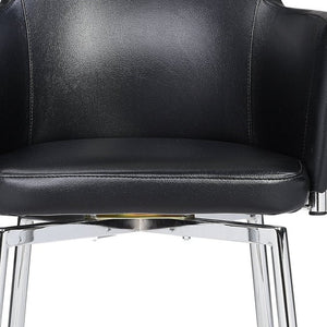 HomeRoots Black Faux Leather Dining Arm Chair with Silver Legs – Stylish, Comfortable, Versatile Seating Solution 553875