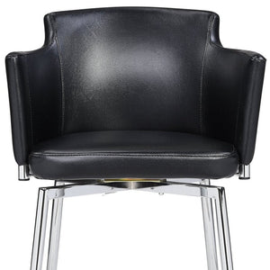 HomeRoots Black Faux Leather Dining Arm Chair with Silver Legs – Stylish, Comfortable, Versatile Seating Solution 553875