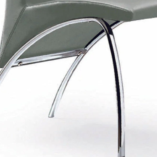 HomeRoots Set of Two Stylish Gray Faux Leather Dining Chairs with Silver Curved Legs for Modern Spaces 553877
