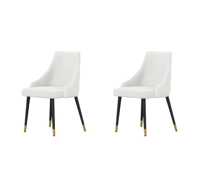 HomeRoots Set of Two Modern Dining Chairs with Gold Metal Legs and Upholstered Fabric Seat 553894