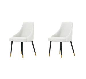 HomeRoots Set of Two Modern Dining Chairs with Gold Metal Legs and Upholstered Fabric Seat 553894