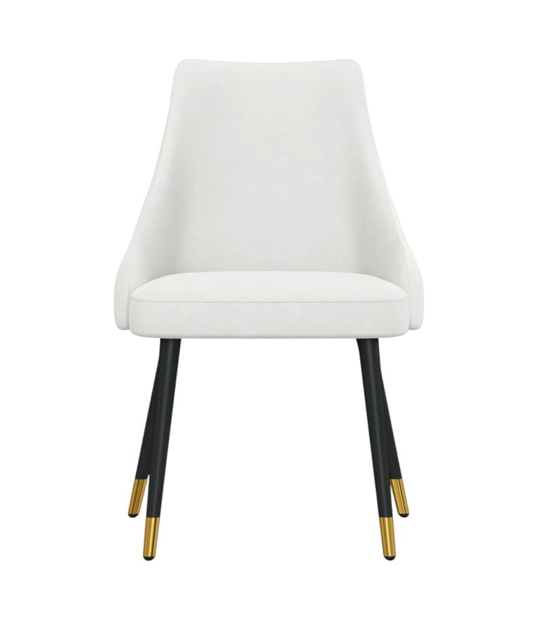HomeRoots Set of Two Modern Dining Chairs with Gold Metal Legs and Upholstered Fabric Seat 553894