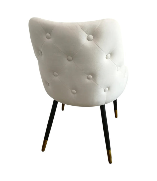 Set of Two Modern Dining Chairs with Gold Metal Legs and Upholstered Fabric Seat