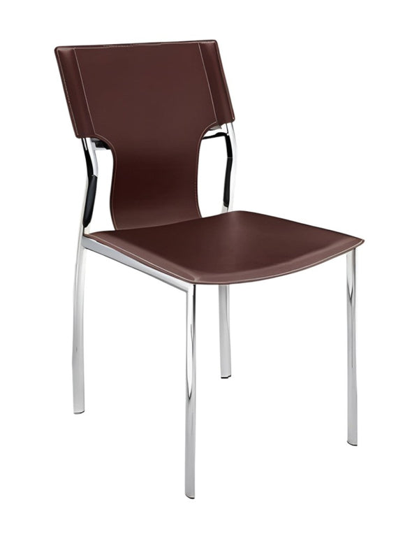HomeRoots Set of Four Open Back Leather Dining Chairs with Metal Frames for Modern 553899