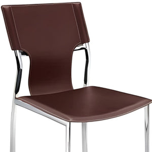 Set of Four Open Back Leather Dining Chairs with Metal Frames for Modern