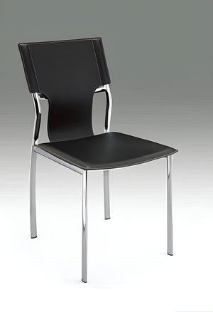 HomeRoots Set of Four Modern Black Leather & Metal Side Chairs - Versatile Dining & Office Seating Solution 553901