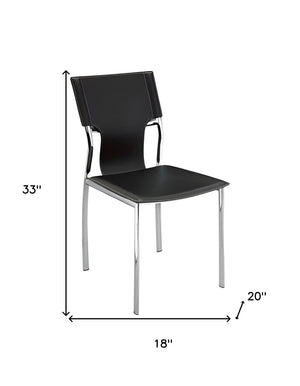 HomeRoots Set of Four Modern Black Leather & Metal Side Chairs - Versatile Dining & Office Seating Solution 553901