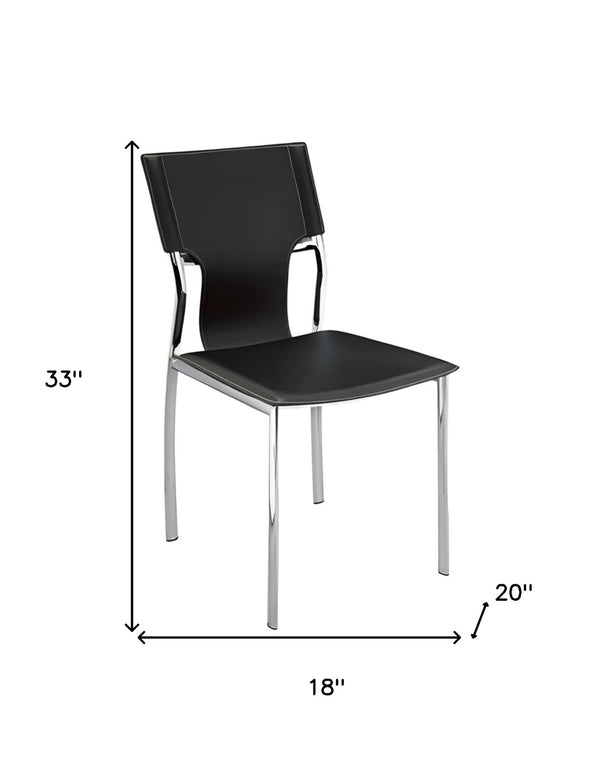 HomeRoots Set of Four Modern Black Leather & Metal Side Chairs - Versatile Dining & Office Seating Solution 553901