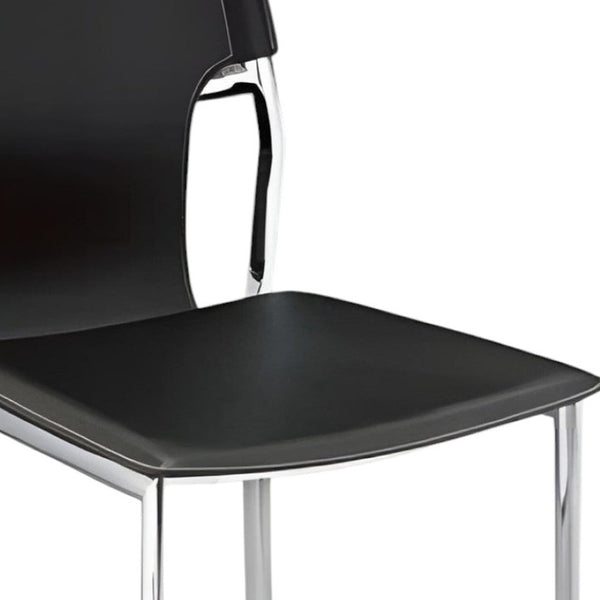 HomeRoots Set of Four Modern Black Leather & Metal Side Chairs - Versatile Dining & Office Seating Solution 553901
