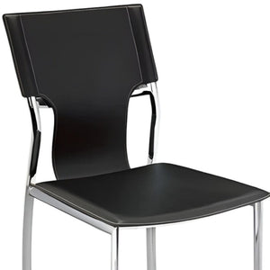 HomeRoots Set of Four Modern Black Leather & Metal Side Chairs - Versatile Dining & Office Seating Solution 553901