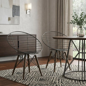 Set of Two Metal Open Back Dining Side Chairs for Modern and Industrial Style Interiors