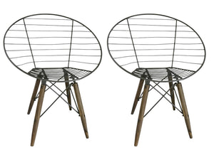 Set of Two Metal Open Back Dining Side Chairs for Modern and Industrial Style Interiors