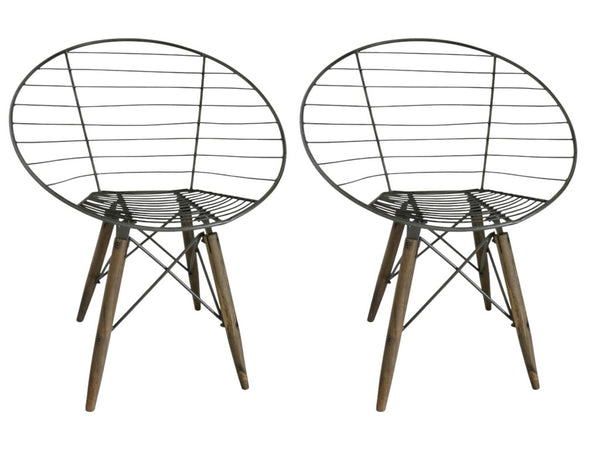 Set of Two Metal Open Back Dining Side Chairs for Modern and Industrial Style Interiors