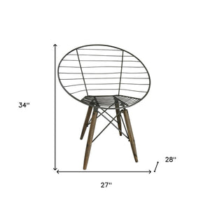 Set of Two Metal Open Back Dining Side Chairs for Modern and Industrial Style Interiors