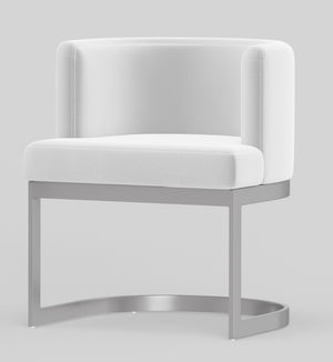 HomeRoots White Contemporary Wing Back Arm Chair - Stylish Upholstered Seat for Dining, Living & Office Use 553913