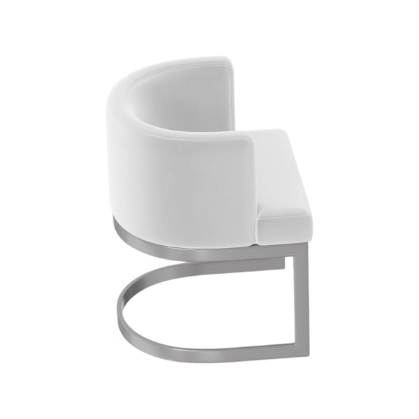 HomeRoots White Contemporary Wing Back Arm Chair - Stylish Upholstered Seat for Dining, Living & Office Use 553913