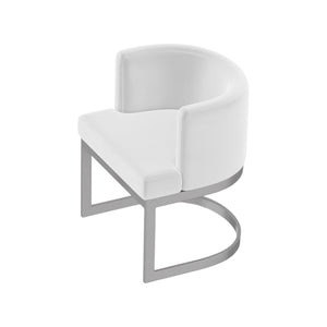 HomeRoots White Contemporary Wing Back Arm Chair - Stylish Upholstered Seat for Dining, Living & Office Use 553913
