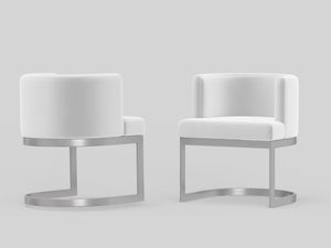HomeRoots White Contemporary Wing Back Arm Chair - Stylish Upholstered Seat for Dining, Living & Office Use 553913
