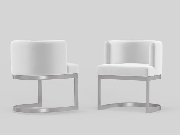 HomeRoots White Contemporary Wing Back Arm Chair - Stylish Upholstered Seat for Dining, Living & Office Use 553913