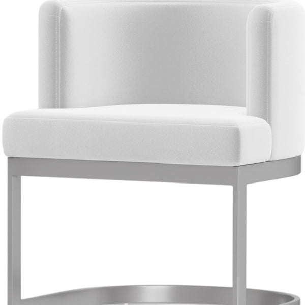 HomeRoots White Contemporary Wing Back Arm Chair - Stylish Upholstered Seat for Dining, Living & Office Use 553913