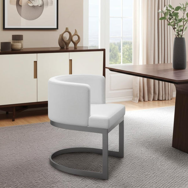 HomeRoots White Contemporary Wing Back Arm Chair - Stylish Upholstered Seat for Dining, Living & Office Use 553913