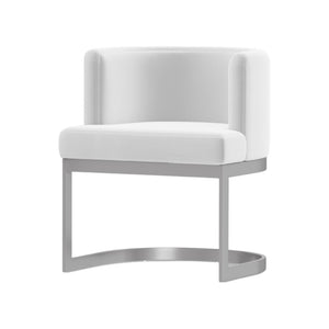 HomeRoots White Contemporary Wing Back Arm Chair - Stylish Upholstered Seat for Dining, Living & Office Use 553913