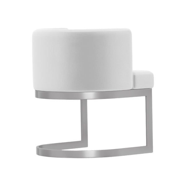 HomeRoots White Contemporary Wing Back Arm Chair - Stylish Upholstered Seat for Dining, Living & Office Use 553913