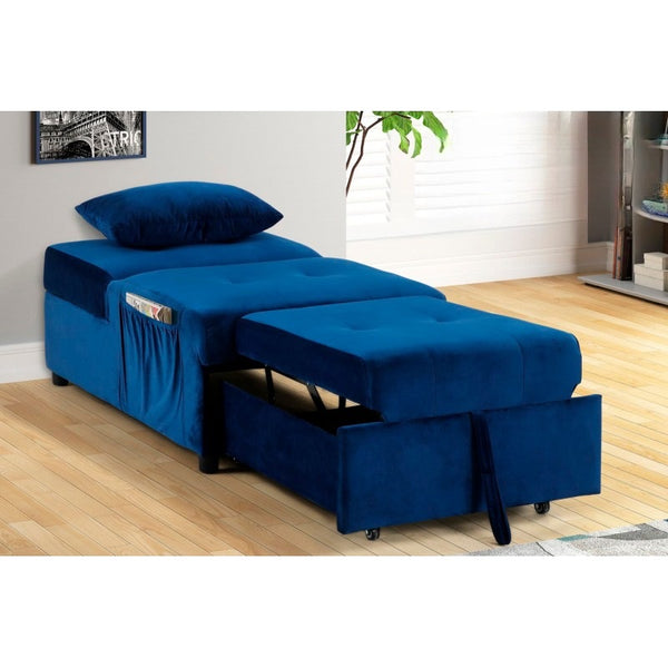 English Elm Velvet Adjustable Sleeper Lounge Chaise with Convertible Back, Plush Navy Velvet, 72" Long Comfort Recliner B011P367207