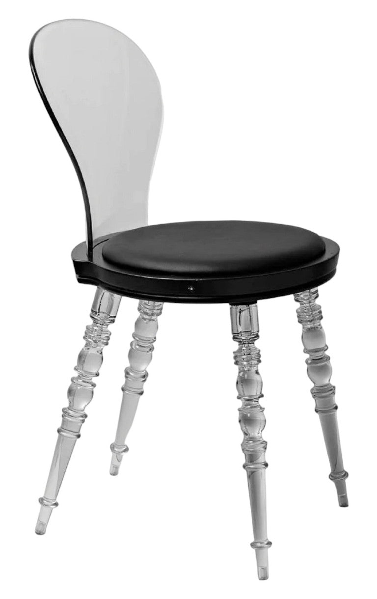 HomeRoots Black Faux Leather Dining Chair with Sturdy Plastic Frame for Modern Interiors 553920