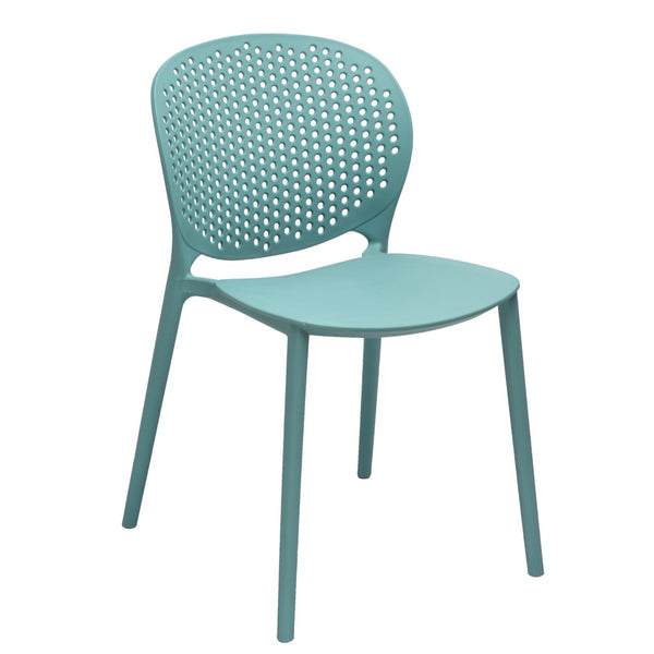 HomeRoots Set of Four Aqua Blue Heavy-Duty Plastic Dining Chairs – Stylish, Durable, and Versatile Seating Solutions 553927