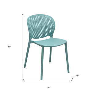 HomeRoots Set of Four Aqua Blue Heavy-Duty Plastic Dining Chairs – Stylish, Durable, and Versatile Seating Solutions 553927