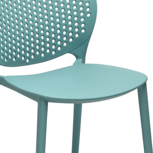 HomeRoots Set of Four Aqua Blue Heavy-Duty Plastic Dining Chairs – Stylish, Durable, and Versatile Seating Solutions 553927
