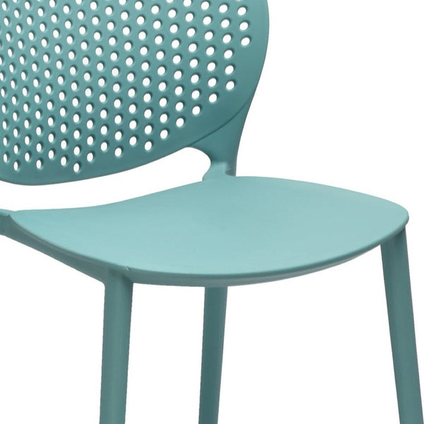 HomeRoots Set of Four Aqua Blue Heavy-Duty Plastic Dining Chairs – Stylish, Durable, and Versatile Seating Solutions 553927