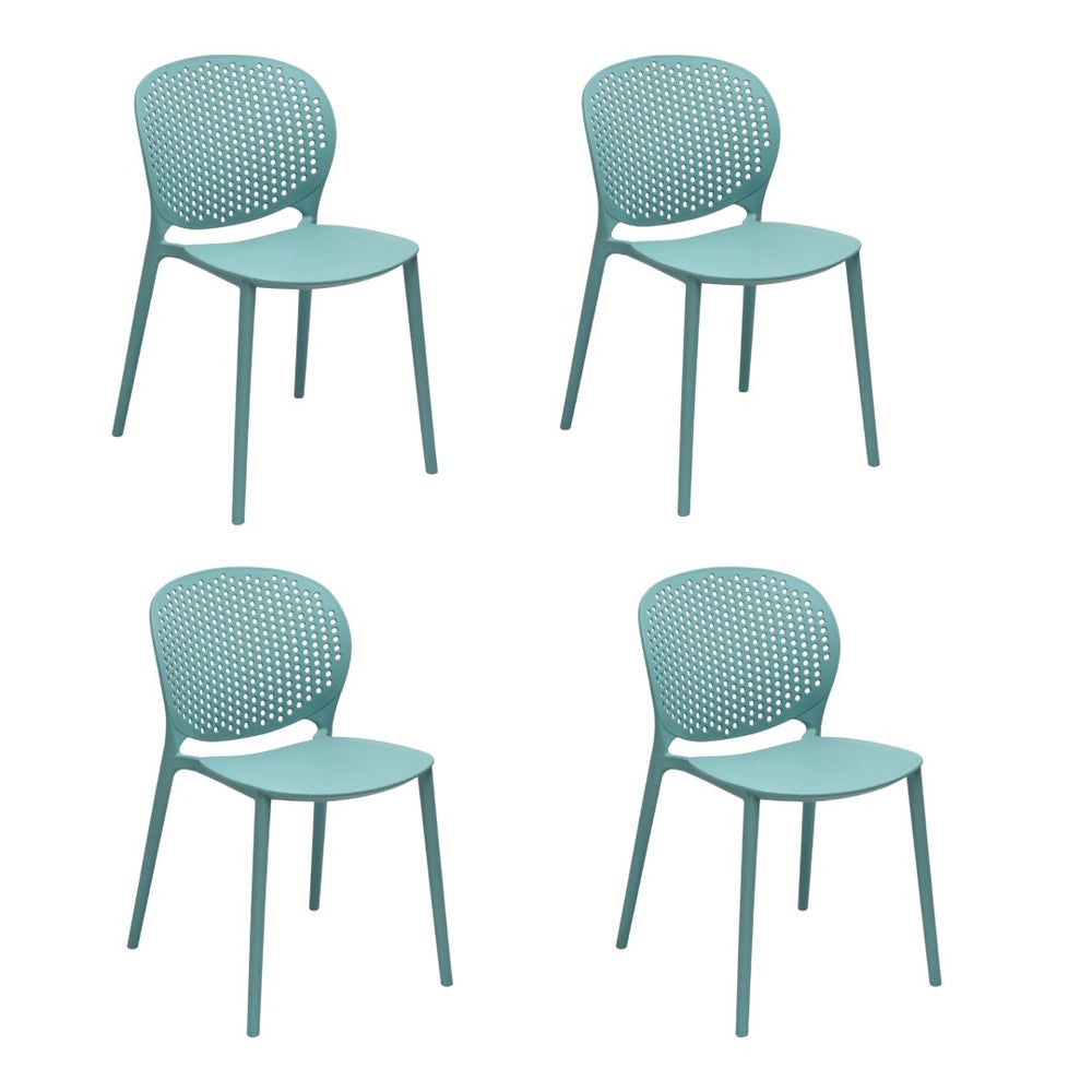 HomeRoots Set of Four Aqua Blue Heavy-Duty Plastic Dining Chairs – Stylish, Durable, and Versatile Seating Solutions 553927