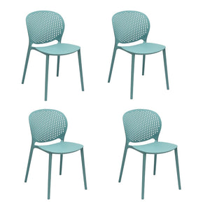 HomeRoots Set of Four Aqua Blue Heavy-Duty Plastic Dining Chairs – Stylish, Durable, and Versatile Seating Solutions 553927