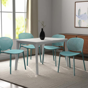 HomeRoots Set of Four Aqua Blue Heavy-Duty Plastic Dining Chairs – Stylish, Durable, and Versatile Seating Solutions 553927