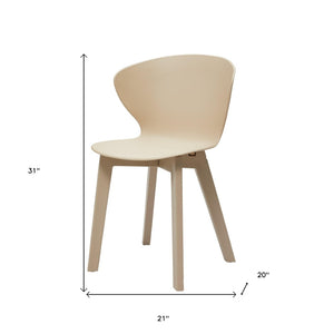 HomeRoots Set of Four Beige Heavy-Duty Plastic Dining Side Chairs - Stylish, Versatile & Easy to Clean Seating 553930
