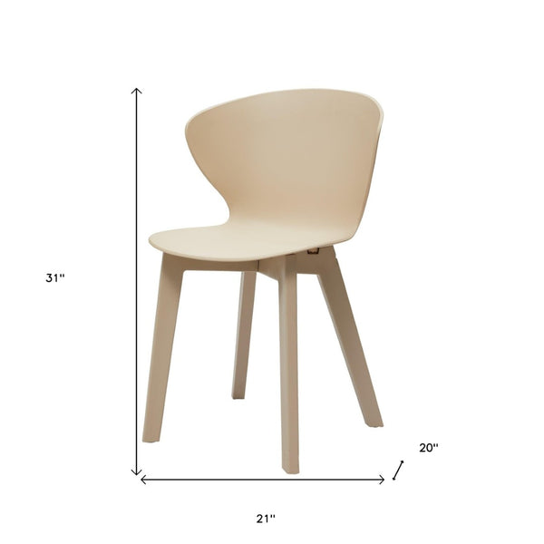 HomeRoots Set of Four Beige Heavy-Duty Plastic Dining Side Chairs - Stylish, Versatile & Easy to Clean Seating 553930