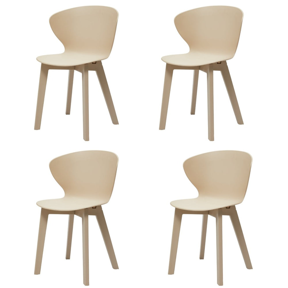 HomeRoots Set of Four Beige Heavy-Duty Plastic Dining Side Chairs - Stylish, Versatile & Easy to Clean Seating 553930
